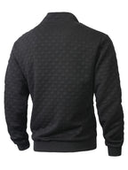 Autumn Men'S Waffle Half-Zip Stand Collar Sweatshirt, Casual Loose Textured Pullover Top Jacket, Gift for Husband Or Father - Black