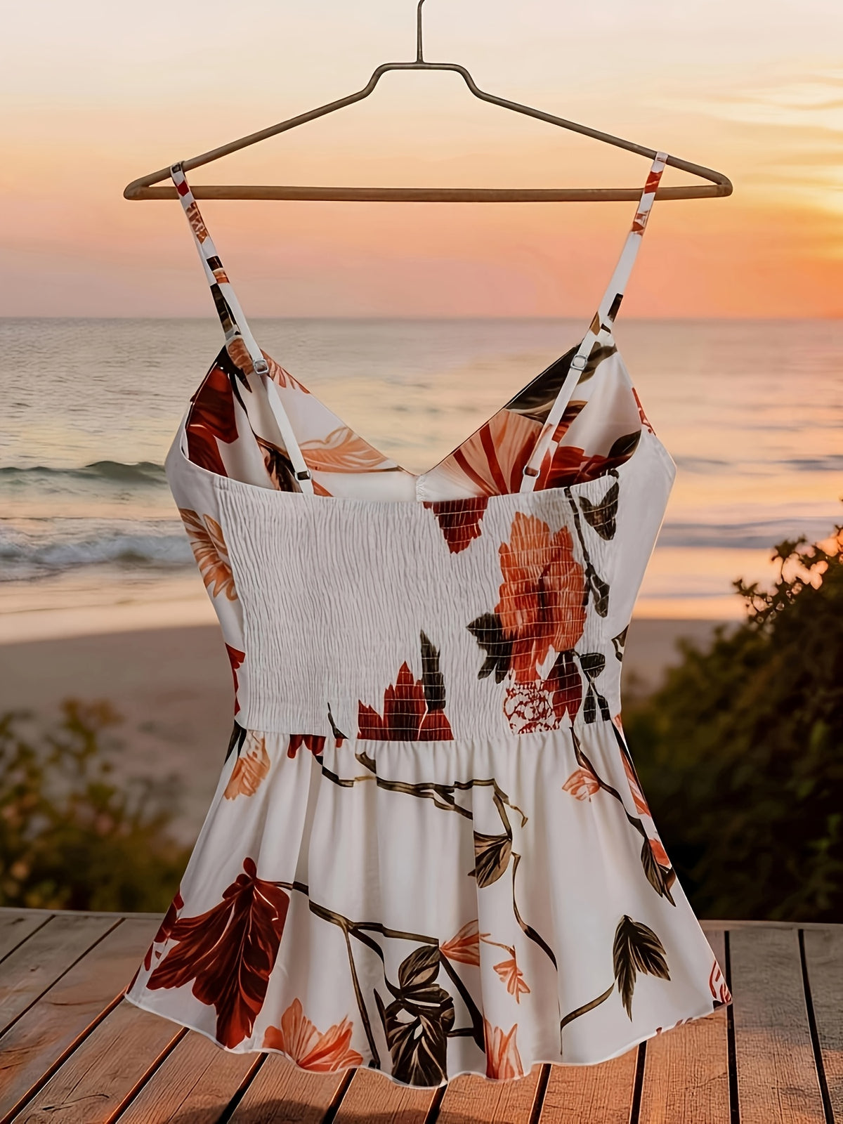 Elegant Women's Floral Print Strapless Backless Bodycon Top with Thin Straps, Versatile and Suitable for Vacation Wear - Mixed colors