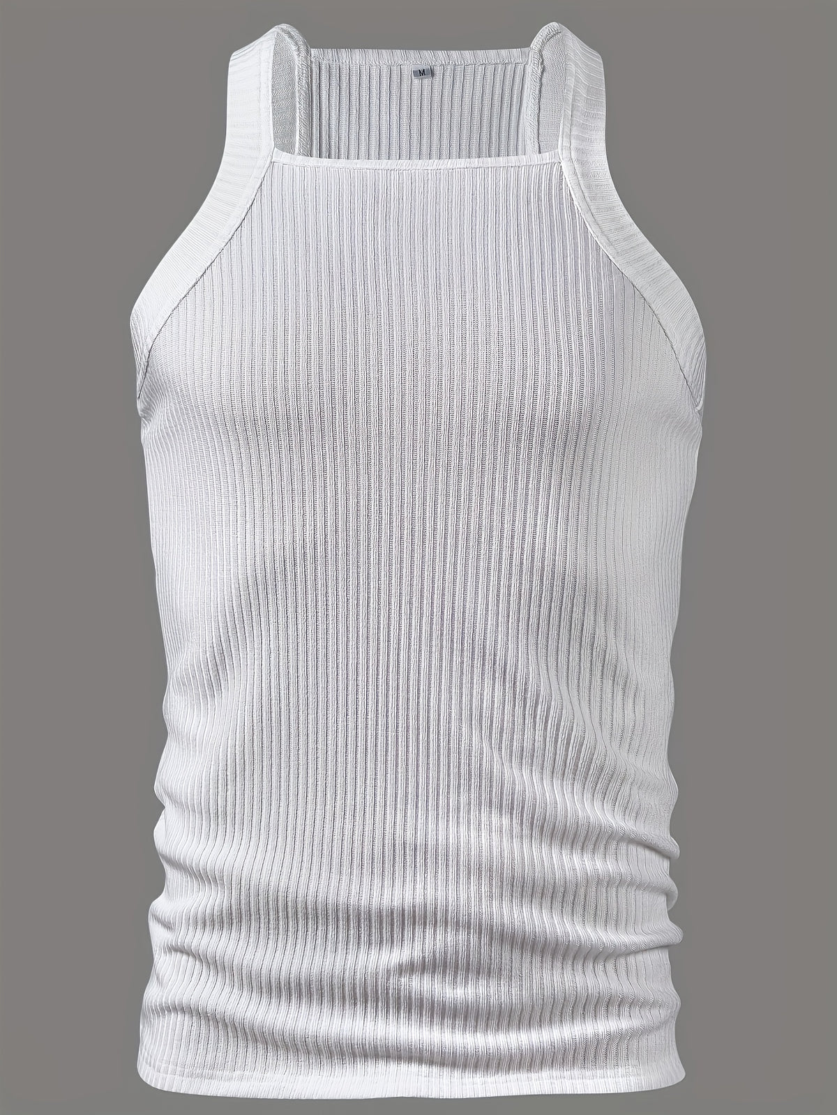 ROYALBOY Men's Slim Fit Tank Top with Thick Shoulder Straps - Sleeveless Athletic Shirt Suitable for Gym, Parties, Commuting, Solid Color Non- Back Strap Design, Machine Washable Spring/Autumn Wear for Daily Wear & Gatherings - White