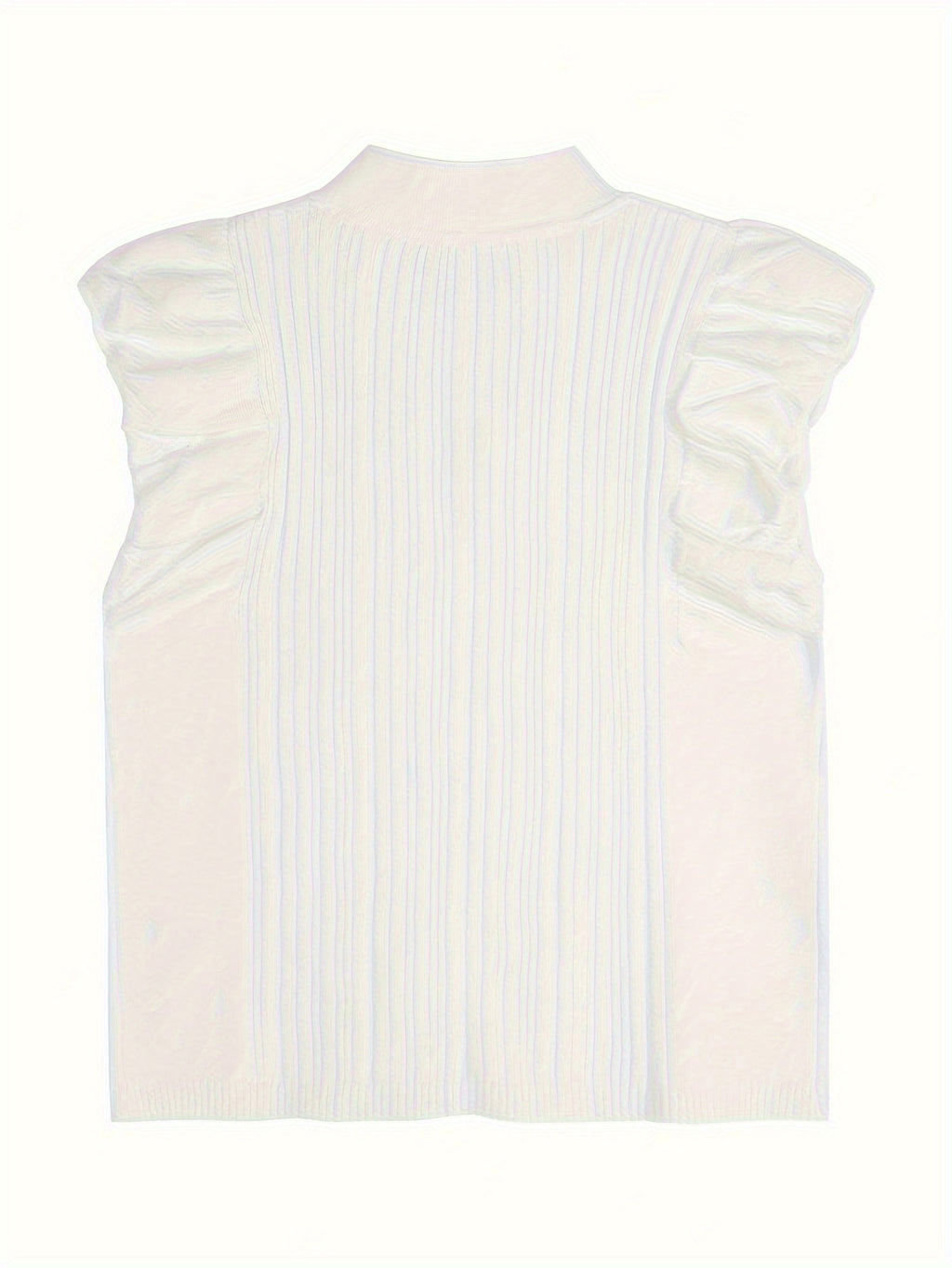 Sleeveless Top with a Solid Color, Featuring a Stand Collar And Ruffles, Perfect for Casual Spring And Summer Wear, Versatile And Elegant for Women'S Fashion - White