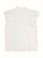Sleeveless Top with a Solid Color, Featuring a Stand Collar And Ruffles, Perfect for Casual Spring And Summer Wear, Versatile And Elegant for Women'S Fashion - White