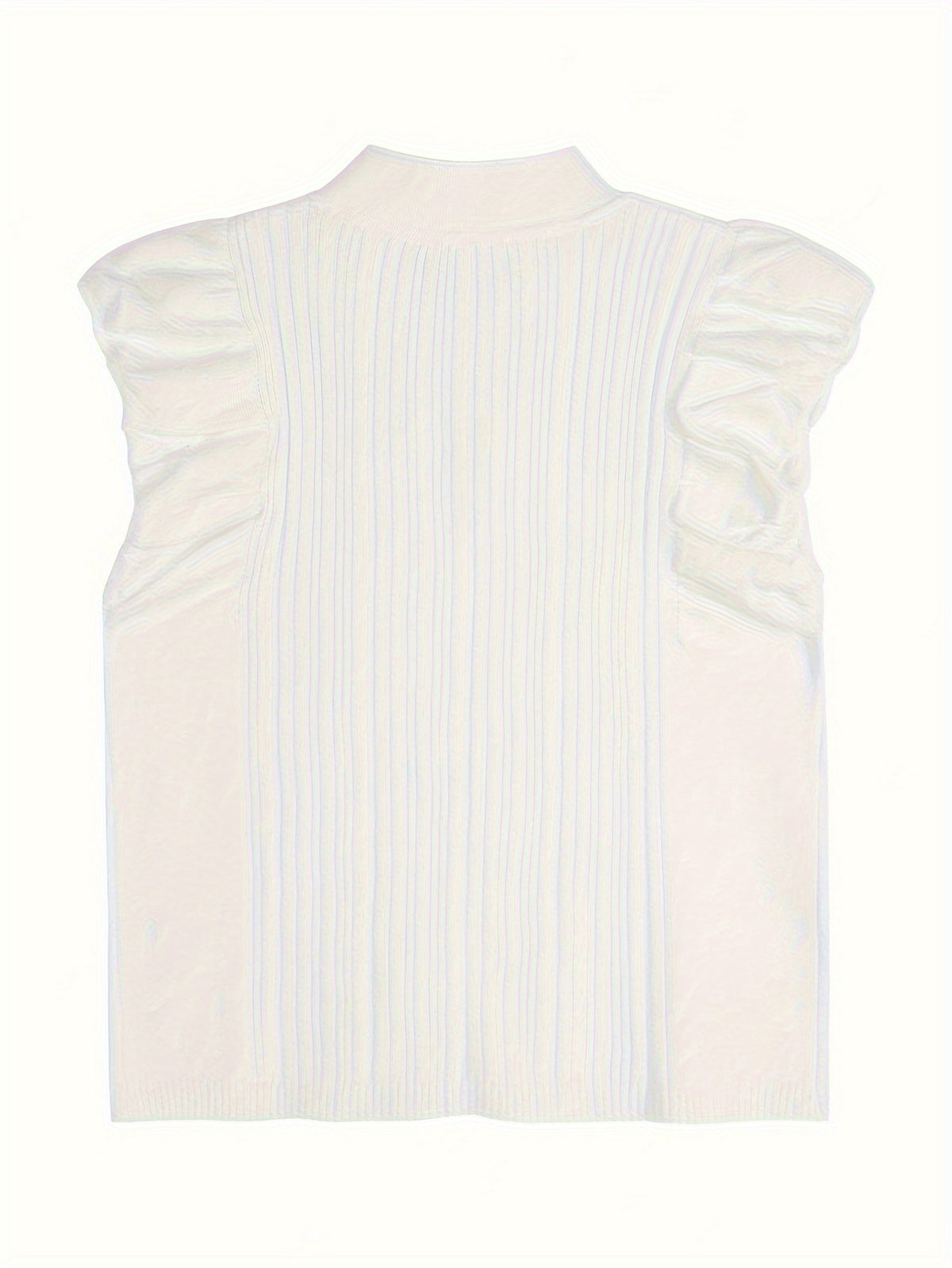Sleeveless Top with a Solid Color, Featuring a Stand Collar And Ruffles, Perfect for Casual Spring And Summer Wear, Versatile And Elegant for Women'S Fashion - White