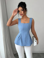 New Spring Summer Elegant Strapless Shirt - Peacock Blue