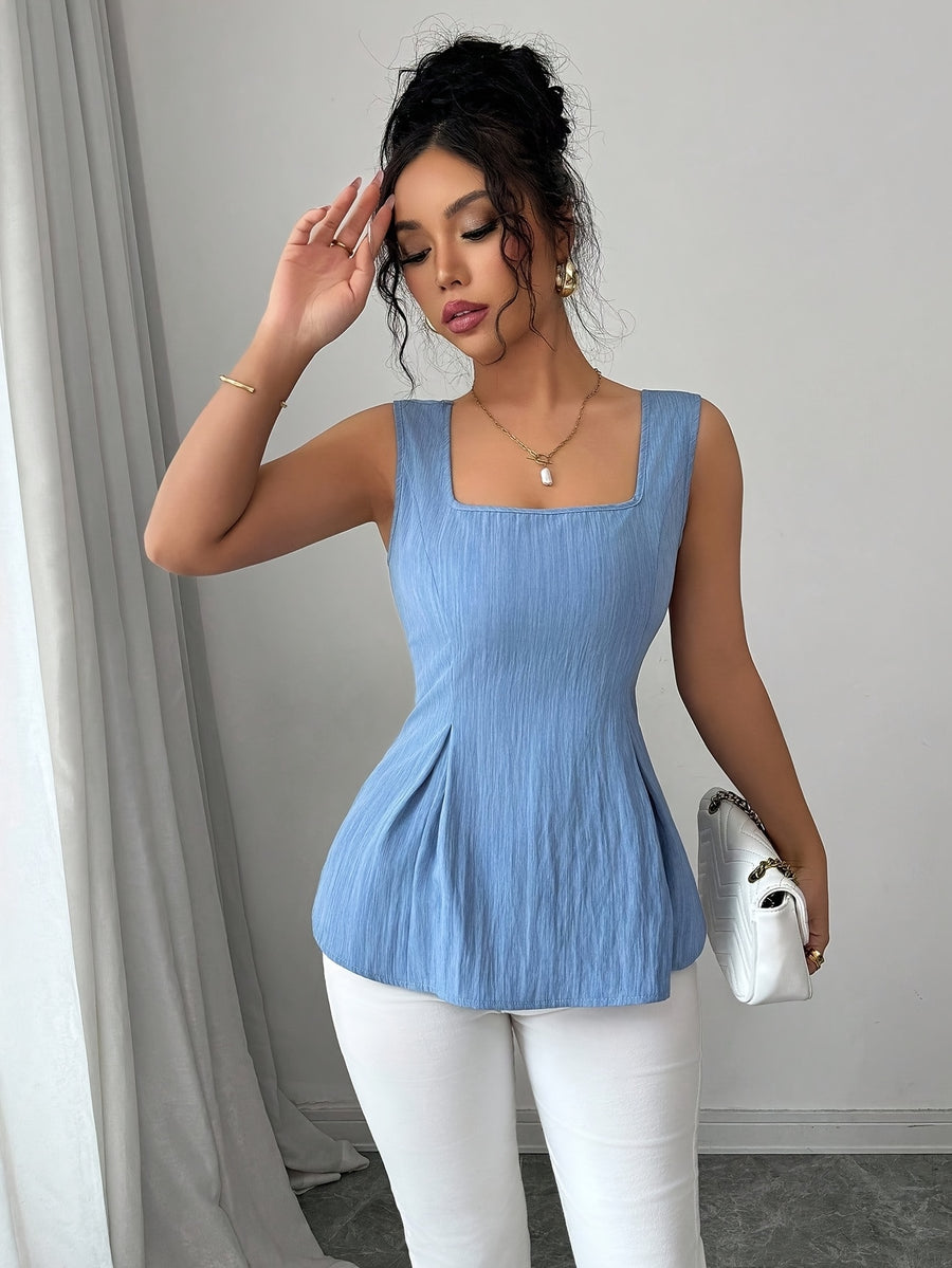 New Spring Summer Elegant Strapless Shirt - Peacock Blue