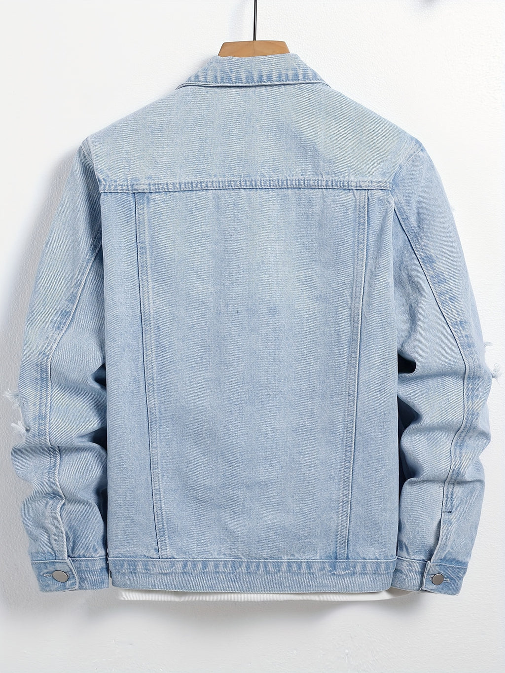 Men'S Denim Jacket - Light Washed Blue