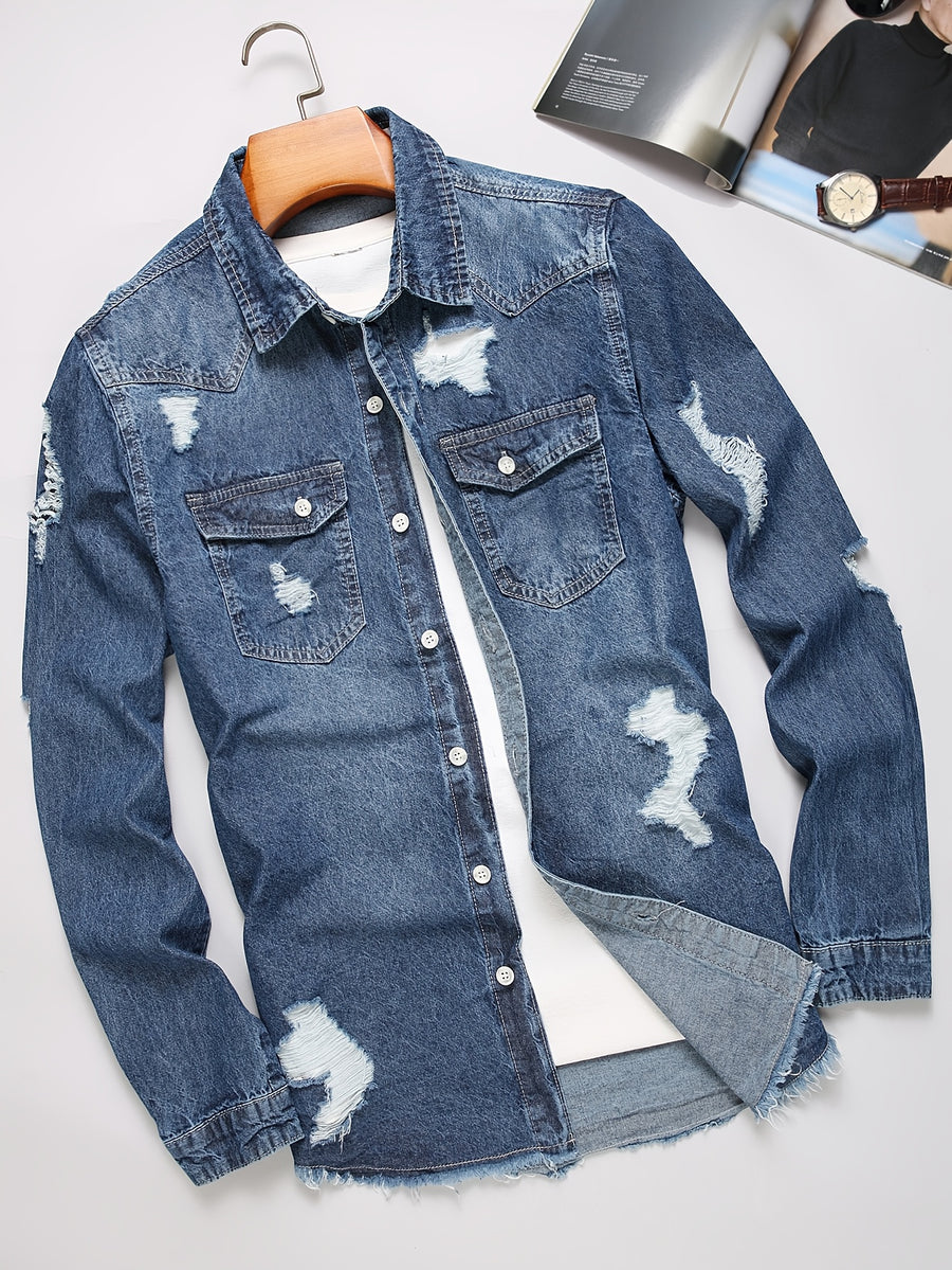 Men'S Denim Shirt - Sea Blue