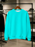 (Print Design - Not Textured) Men'S Round Neck Sweatshirt, Lake Blue Solid Color Casual Street Fashion Versatile Top, Autumn New Trendy Loose Pullover for Youth And Students, Random Print - Mixed colors