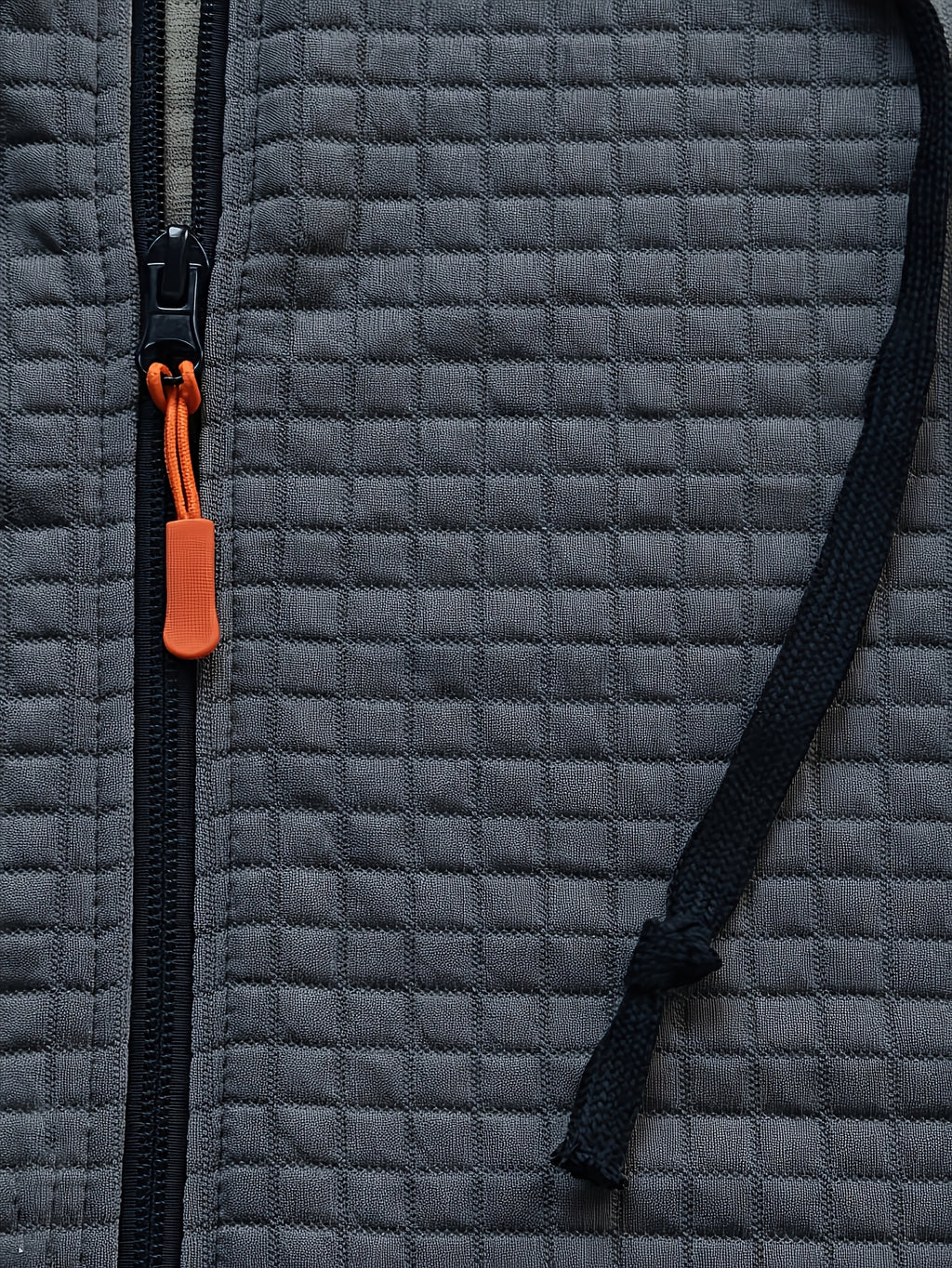 Men'S Fashion Hooded Color-Block Waffle Jacket, Zipper with Drawstring Coat, Suitable for Daily Commute, Outdoor Casual Sports Jacket - Deep Gray