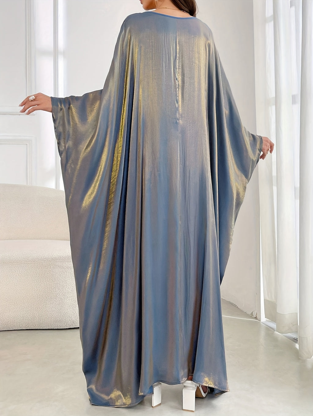 80522-Solid Loose Dress - Haze Blue