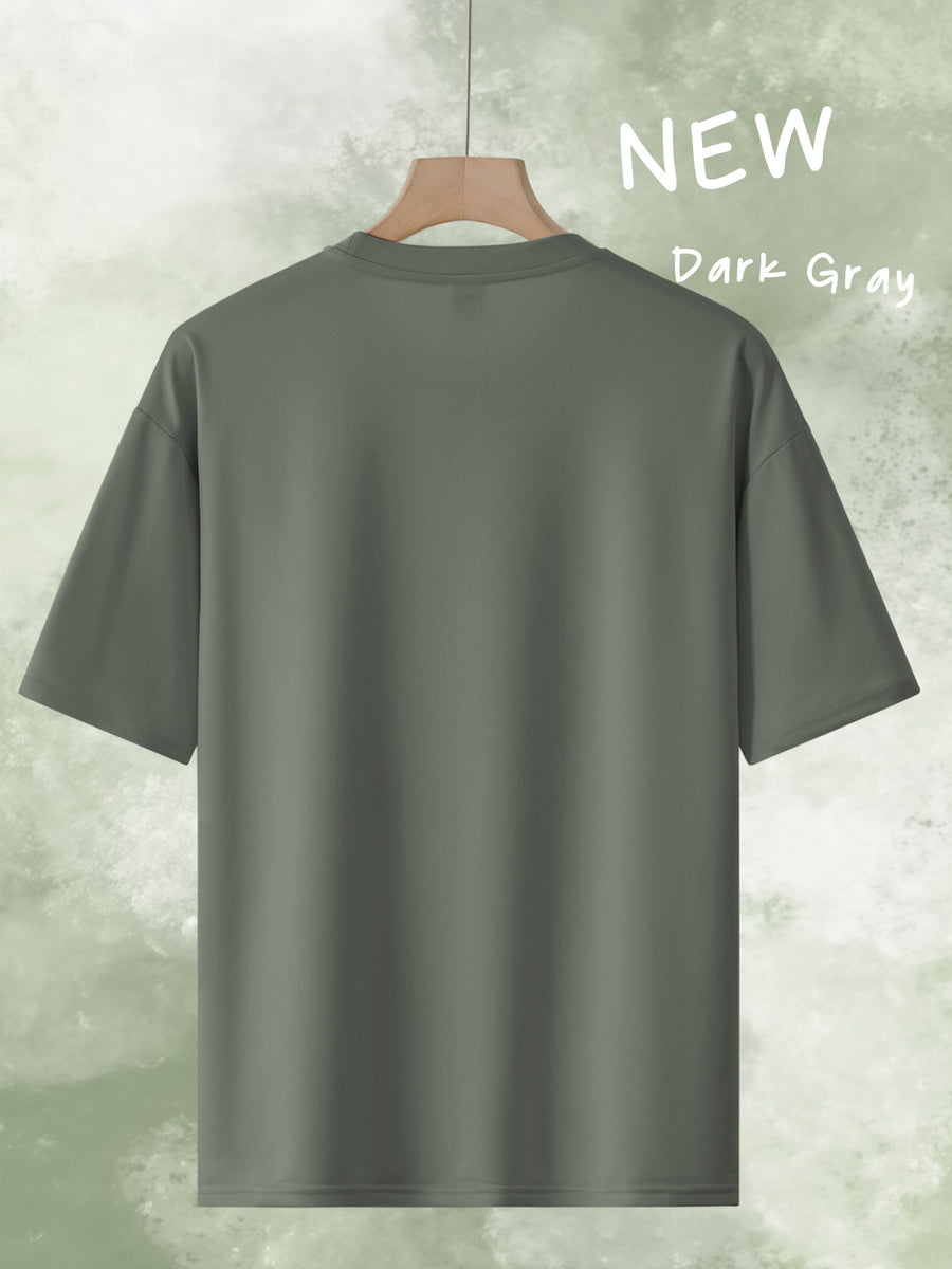 Men's Trendy Loose-Fit Crew Neck T-Shirt, Casual Daily Short-Sleeve Tee, BORG 1956 Vintage Letter Print, Simple and  Versatile Top, Suitable as a Gift - Grey