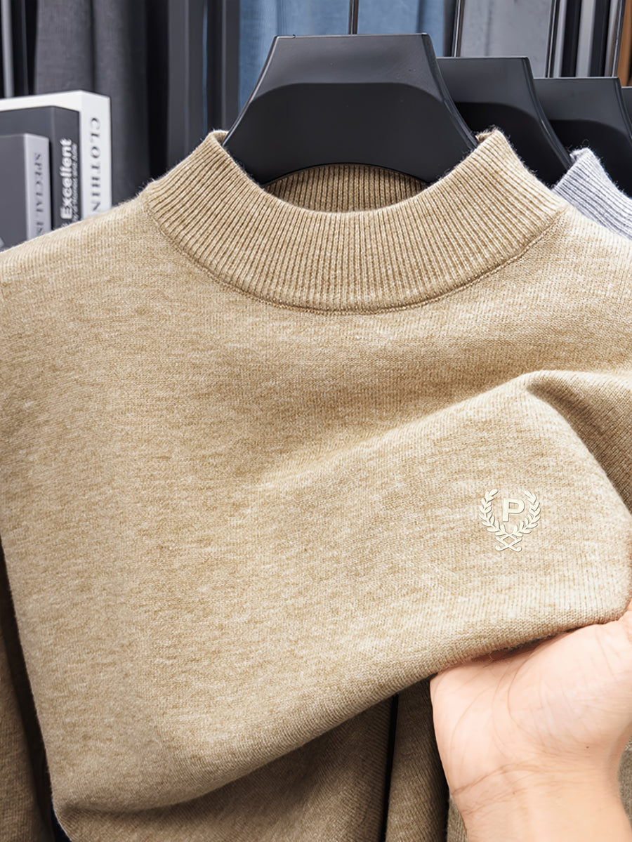 Minimalist City Round Neck Sweater Portable Daily Commute - Khaki 1