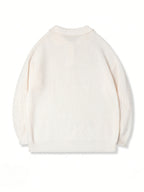 Autumn Wear Back to School Opening Clothes Autumn Winter Trendy Japanese Korean Easy Men'S Casual Loose Polo Neck Half-Button Pullover Long Sleeve Sweater - Apricot