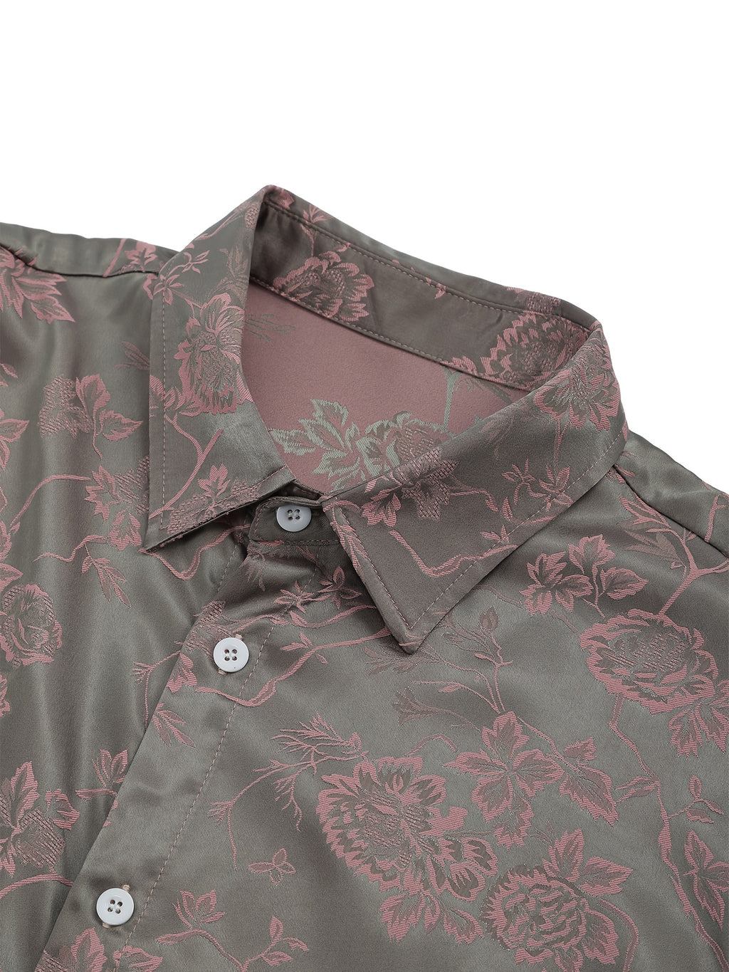 Men's French-Style Luxury Short-Sleeve Shirt - Button-Front Collar Shirt Suitable for Hawaiian Beach Vacations & Daily Wear, Machine Washable Summer Shirt with Plant, Non- Suitable for Hawaiian Outfits & Gifts for Men - Khaki