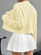 Spring 2026 Spring/Summer Women'S Handcrafted 3D Floral Embellishment Western Fashion Elegant Solid Lace Crochet Cardigan Top Jacket Women'S, Suitable for Daily Wear And Commuting, Spring Outing, All Seasons, Versatile Style - Yellow