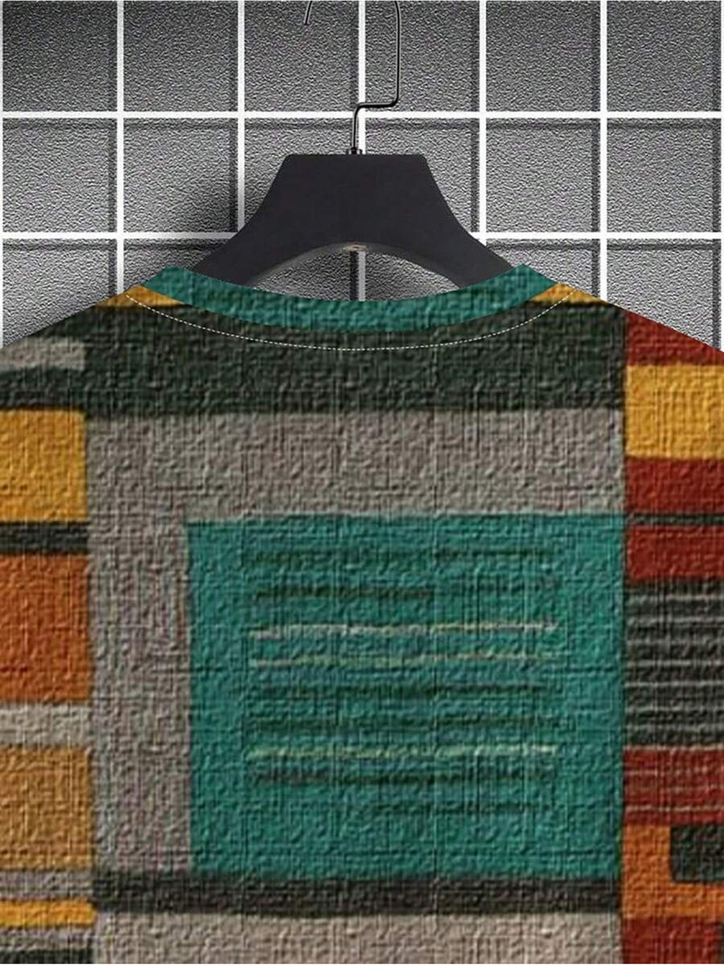 Men's Patchwork Print T-Shirt - Short Sleeve Crew Neck Casual Shirt with Multi-Color Suitable for Casual Attire, Machine Washable, Non- Regular Fit Suitable for Body Types, Modern Patchwork - Mixed colors
