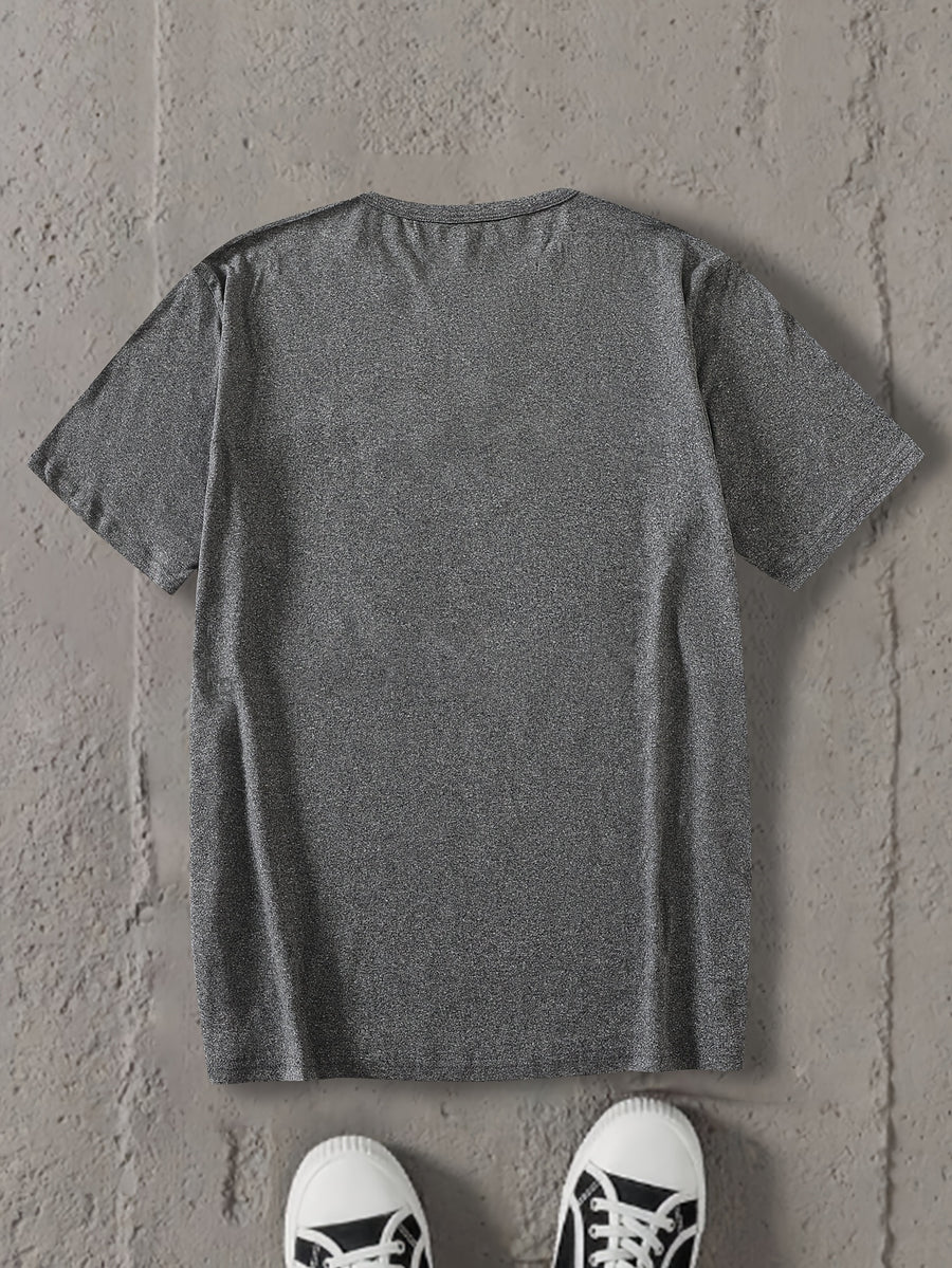 2026 New Men'S Casual T-Shirt, Dark Gray Ash White Three-Color Patchwork, Round Neck Loose Fit Perfectly Matches Street Fashion, a Hot Item. Combines Athletic Breathability And Casual Texture, Suitable for Daily Commute And Outings - White