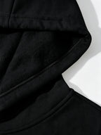 2026 Autumn/Winter Soft Skin-Friendly Men's Hooded Sweatshirt, Striped Patchwork Print Long Sleeve, Adjustable Drawstring, Large Capacity Kangaroo Pocket, Versatile Pullover Hoodie for Campus Parties - Black