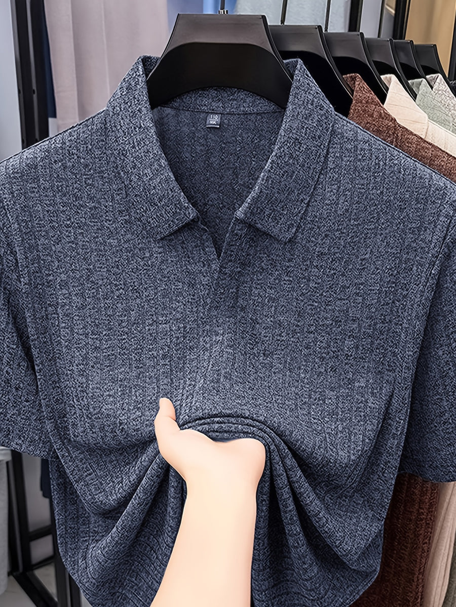 Men's Summer Lapel Polo Shirt, Slim Fit Straight Cut, Highly Forgiving Fit, Sculpts Waist and Abdominal Lines, Clean and Crisp Upper Body; Suitable for Various Occasions Including Daily Casual, Light Business Commuting, and Outdoor Outings - SINBOS - Shangqing
