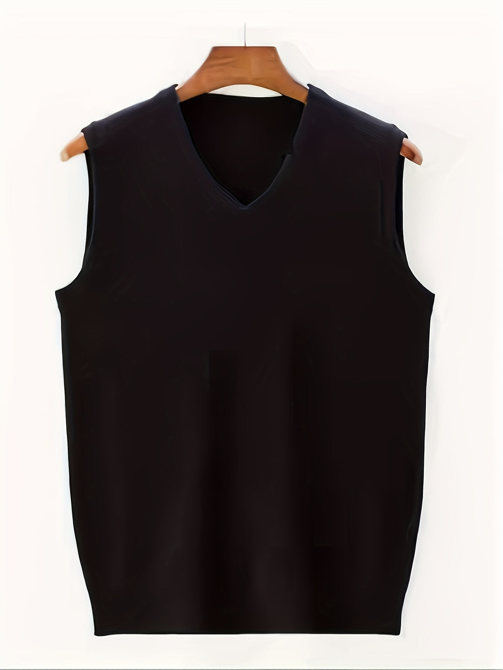 Men's Sleeveless Knit V-neck Vest, a Warm Fabric Suitable for Classic Gentleman's Wear, Autumn/winter Style - Black