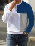 Men'S Gifts, New Spring And Summer Round Neck Pullover Casual Fashion Top, Color-Blocking Casual Knitwear, Machine Washable, Elegant Layered Outfit for Men, Versatile Daily And Formal Men'S Attire - White