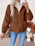 Autumn Winter New Casual Composite Thickened Faux Coat, Fashionable And Warm - Coffee Color