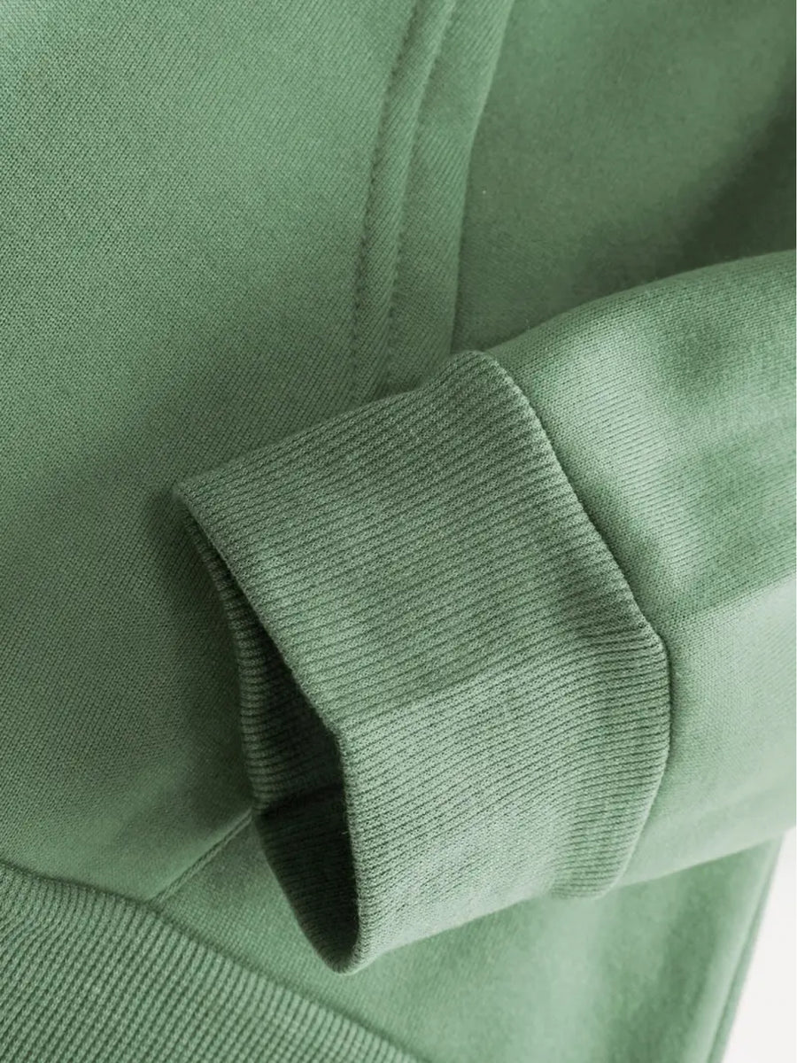 RBWY Unisex Autumn/Winter New Arrival, Fashionable and Trendy -Lined Hooded Couple's Sweatshirt, Casual Drawstring Hoodie, Long Sleeve Hooded Heat-Transfer Print Japanese Sweatshirt,  Trendy Letter Print - Pea Green Color
