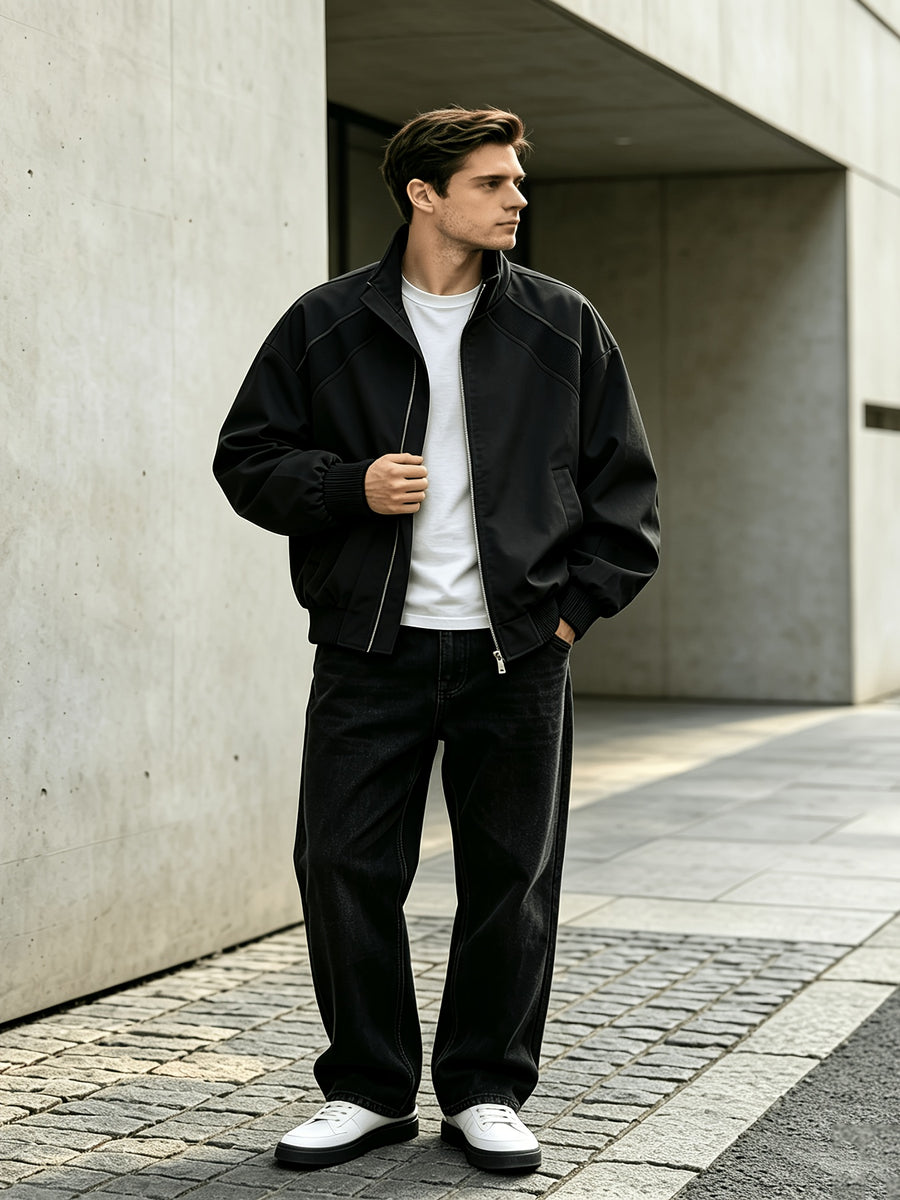 [Pearson OBM] Spring Autumn New Men'S Jacket Casual Sports All-Match Jacket - Black