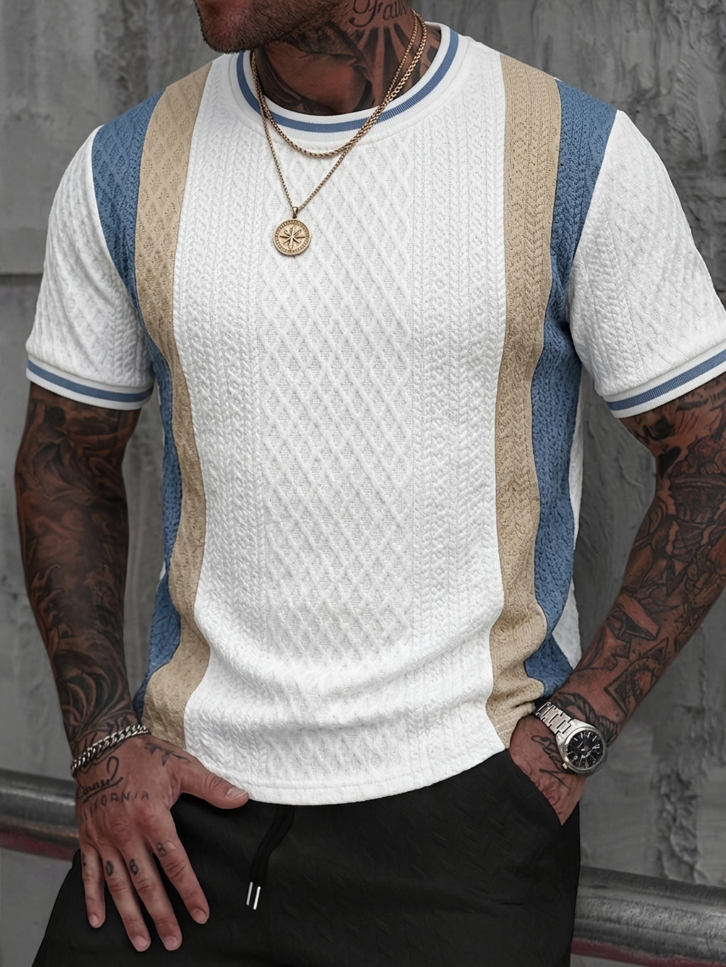 Men'S Short Sleeve T-Shirt, Men'S Textured T-Shirt, Men'S Patchwork T-Shirt, Men'S Casual T-Shirt, Suitable for Daily Commuting And Friend Gatherings, Relaxing Weekend Time, It'S an Ideal Gift for Boyfriend Or Husband, Shirt on INS - White