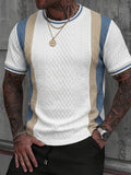 Men'S Short Sleeve T-Shirt, Men'S Textured T-Shirt, Men'S Patchwork T-Shirt, Men'S Casual T-Shirt, Suitable for Daily Commuting And Friend Gatherings, Relaxing Weekend Time, It'S an Ideal Gift for Boyfriend Or Husband, Shirt on INS - White