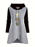 Women's Fashion Color Block Longline Top - Gray-black