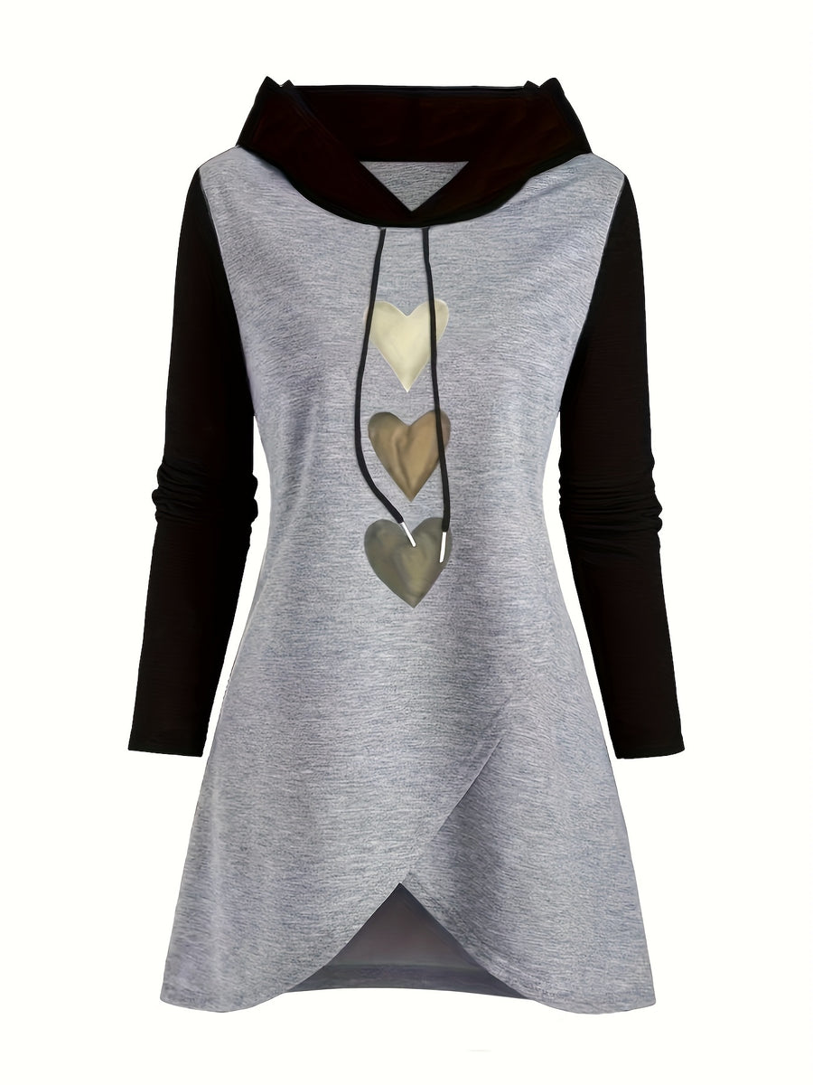 Women's Fashion Color Block Longline Top - Gray-black