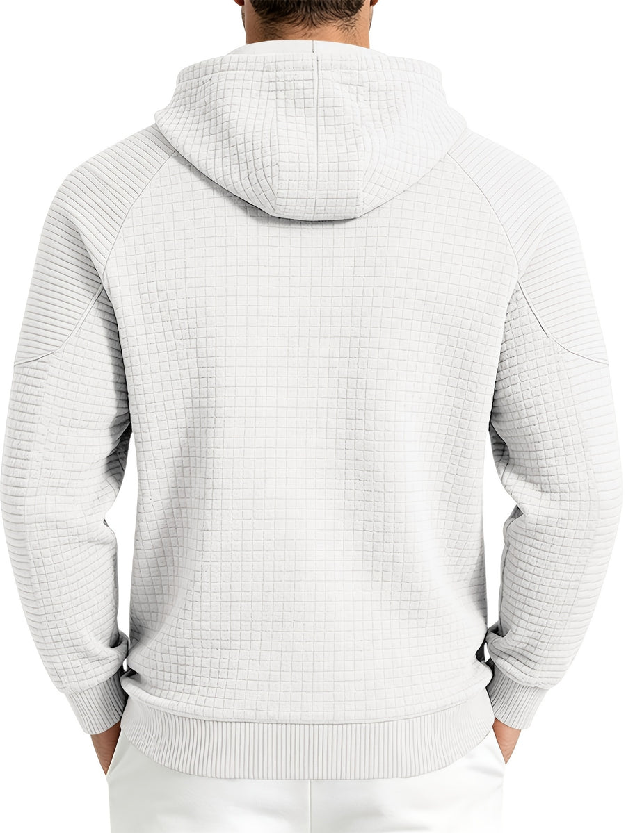 Maqiqi OBM Men's New Autumn/Winter Solid Color Warm and Comfortable Hooded Sweatshirt, Stylish and Versatile for Daily Casual, Work, Commuting, and Outdoor Activities - White