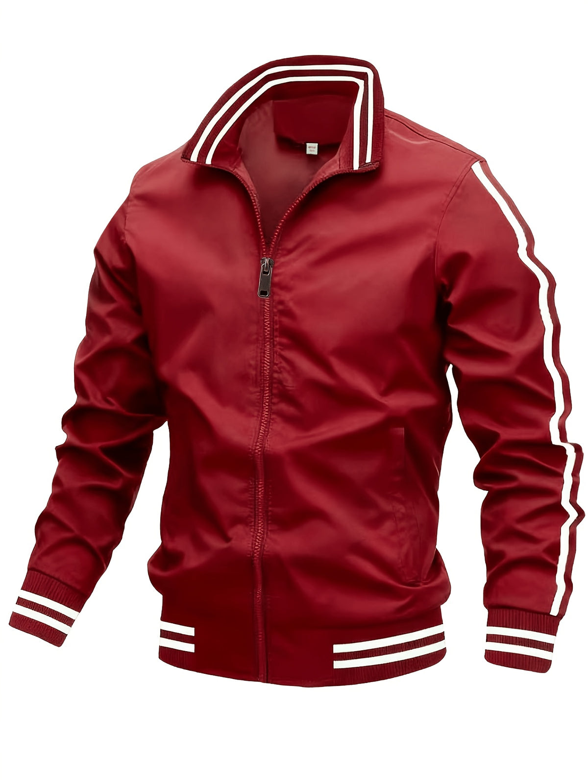 Men'S New Casual Sports Jacket, Outdoor Breathable Running Coat, Casual Zipper Stand-Up Collar Jacket Trench Coat, Suitable for Outdoor Hiking Fitness Activities, Multi-Color Available - Burgundy