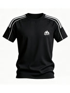Spring and Autumn Thin, Quick-drying, Solid-color Knitted Printed Short-sleeved T-shirt, Casual Sports, Simple, Breathable and Comfortable, Home Daily All-match Tops - Black