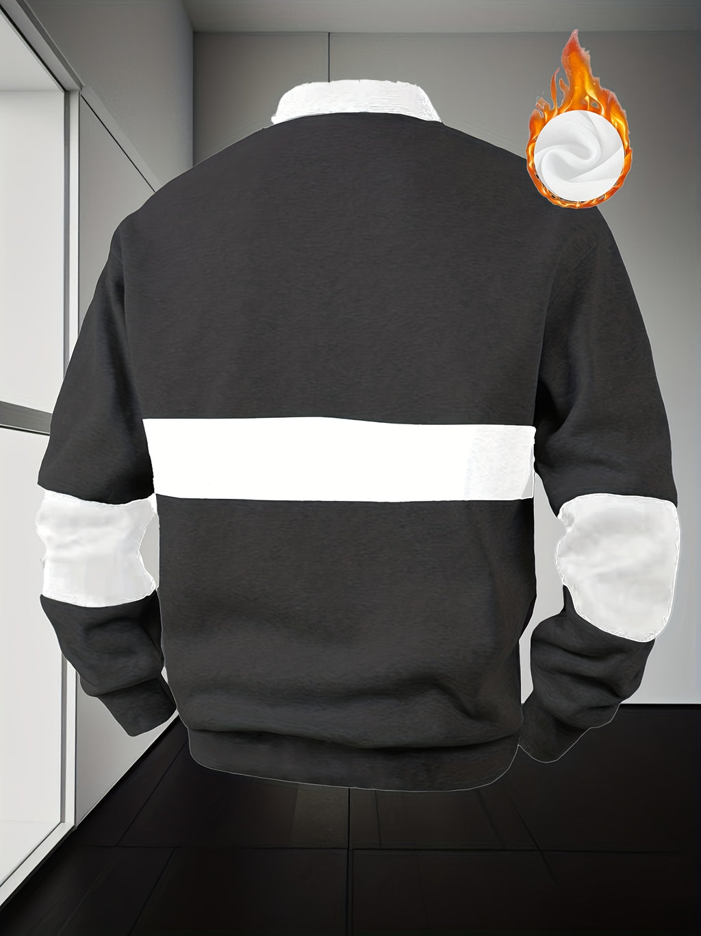 Men'S Casual POLO Shirt with Color Block Design | Button Collar, Loose Fit, Machine Washable, Ideal for Leisure and Gifts - Black