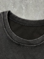 Loose-Fitting Round-Neck Fashion Women'S Clothing with Letter Print And Washed Short Sleeves - Dark Gray