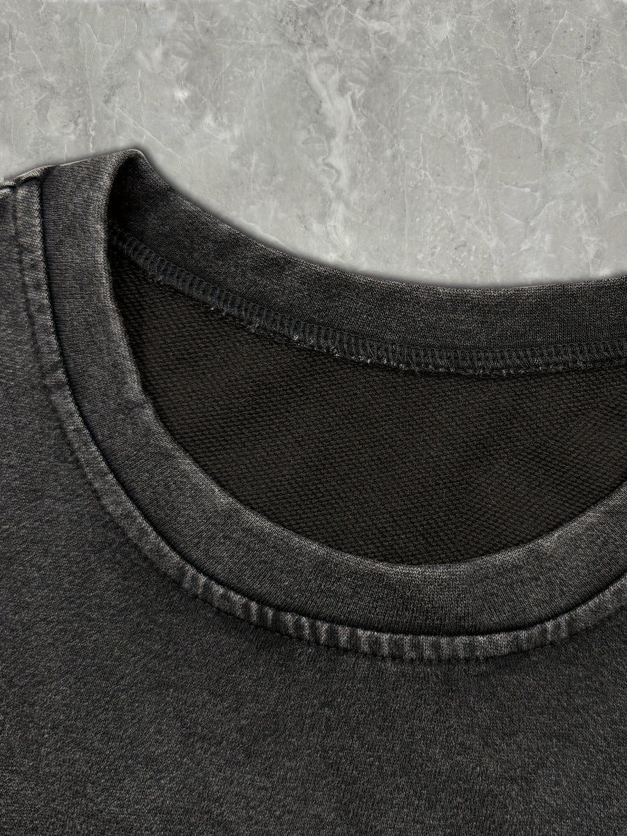 Loose-Fitting Round-Neck Fashion Women'S Clothing with Letter Print And Washed Short Sleeves - Dark Gray