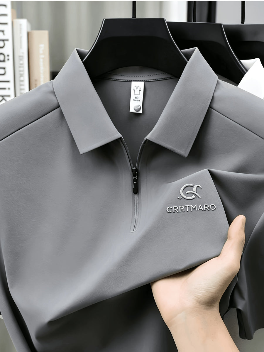 Katemar CRRTMARO New Summer Men's Short Sleeve Polo Shirt, Lapel Simple Business Casual High-End Breathable Half-Sleeve T-Shirt, Men's Apparel JX - Grey