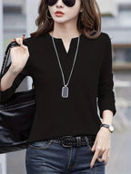 Elegant Fashionable Women'S Top | Solid Color, Regular Length, Suitable For Spring/Summer - Black