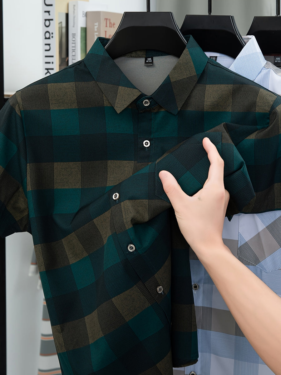 Men's Summer Short-Sleeve Cool Lightweight Trendy Color-Block Shirt - Mixed Color 2