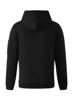 American-style Casual Men's Pullover Hoodie with Half-zipper Neckline, Utility-style Multi-pocket Design, "GYM" Fitness Letter Print, Simple, Stylish, and Versatile Long-sleeve Sweatshirt - Black