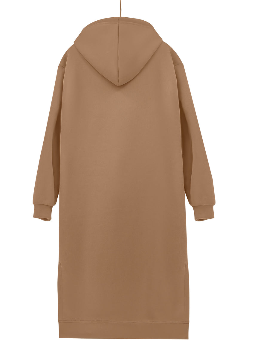 Women's Pullover Hoodie Dress for Autumn and Winter - Light Caramel