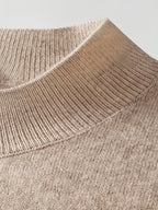 2026 New Men'S Thick High-End Semi High Neck Knitted Sweater Light Luxury Solid Color Warm Sweater Base Sweater - Camel