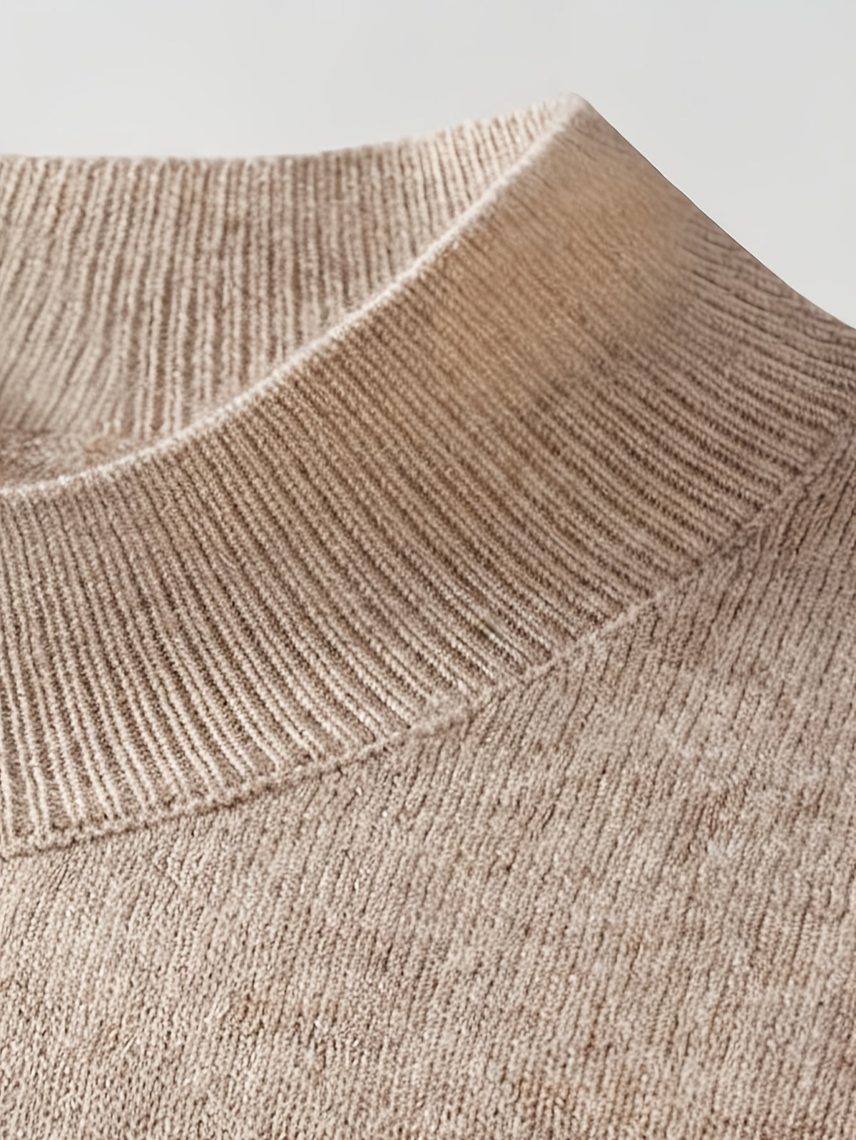 2026 New Men'S Thick High-End Semi High Neck Knitted Sweater Light Luxury Solid Color Warm Sweater Base Sweater - Camel