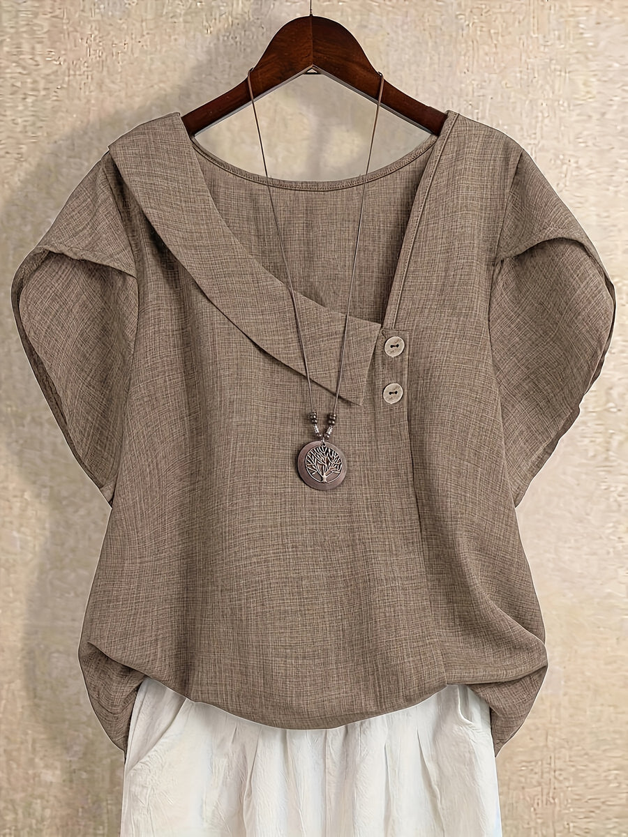 Women'S Solid Fashion Shirt for Summer - Khaki