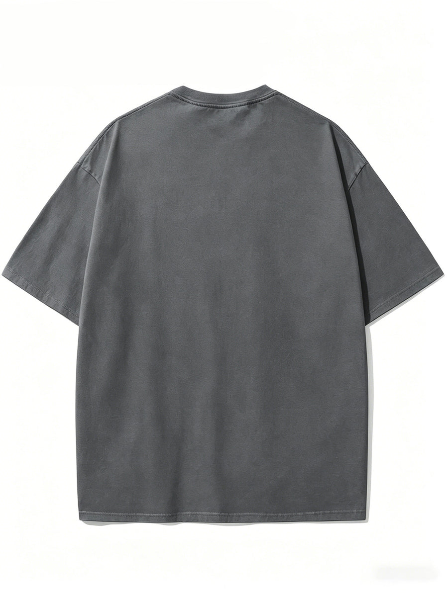 Warner Exclusive, Vintage Street Style Classic Superman "S" Logo Print Design, Men's Summer Basic Daily Casual Short-Sleeve T-Shirt, Suitable for Outdoor Wear, Fitness, Office, and Daily Outfits, an Essential Item for a Basic Wardrobe - Dark Gray