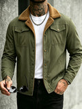 2026 European American New Men'S Mature Stable Fleece Warm Jacket Cargo Casual Easy Outing Commuting Coat - Military Green