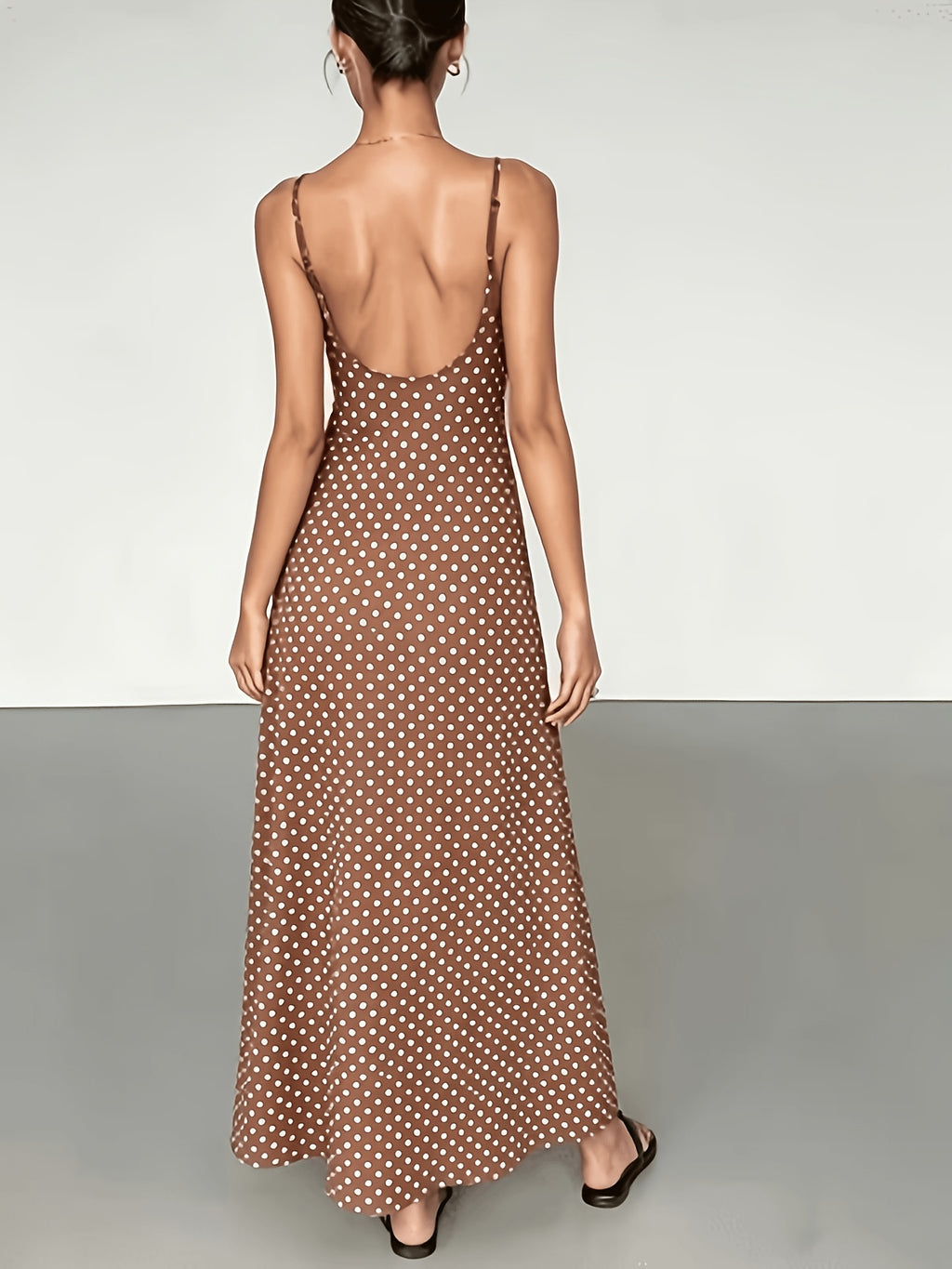 Women'S Polka Dot Print Cami Backless Temperament French Dress, Women'S Summer Long Slim Waist-Cinching High-End Design Printed Skirt, Travel Vacation Long Dress - Mixed colors