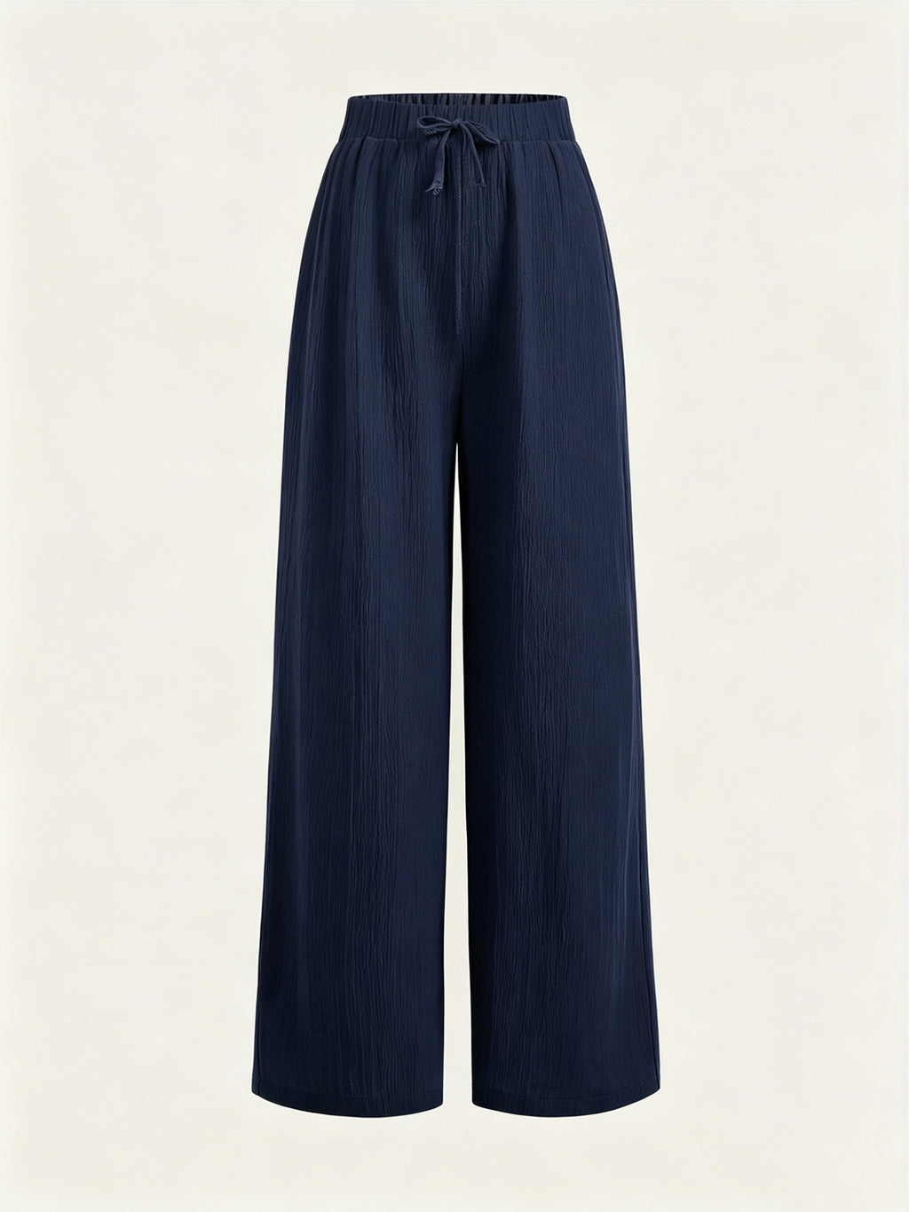 Summer High-Waisted Wide-Leg Pants for Women, High-Quality Draped Loose Straight-Leg Trousers, Casual Pants, Thin Style + Talan - Navy Color