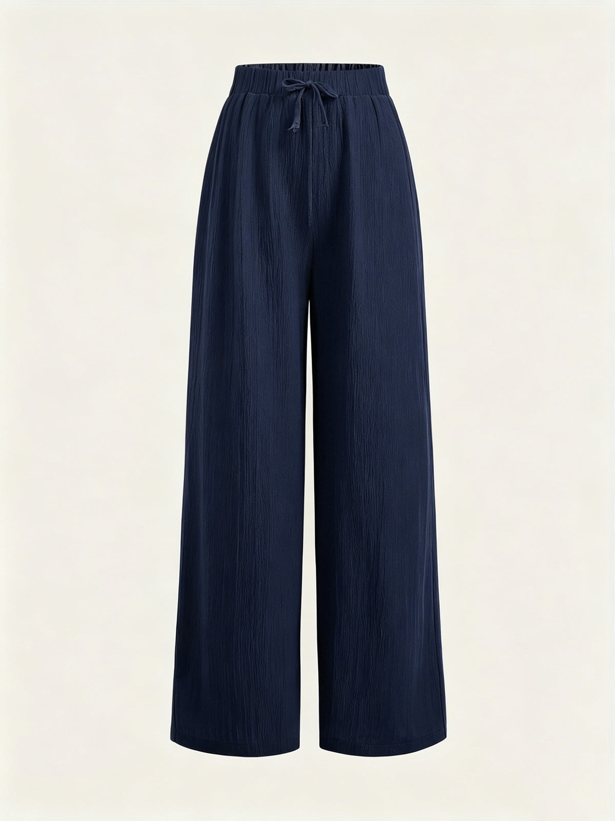 Summer High-Waisted Wide-Leg Pants for Women, High-Quality Draped Loose Straight-Leg Trousers, Casual Pants, Thin Style + Talan - Navy Color